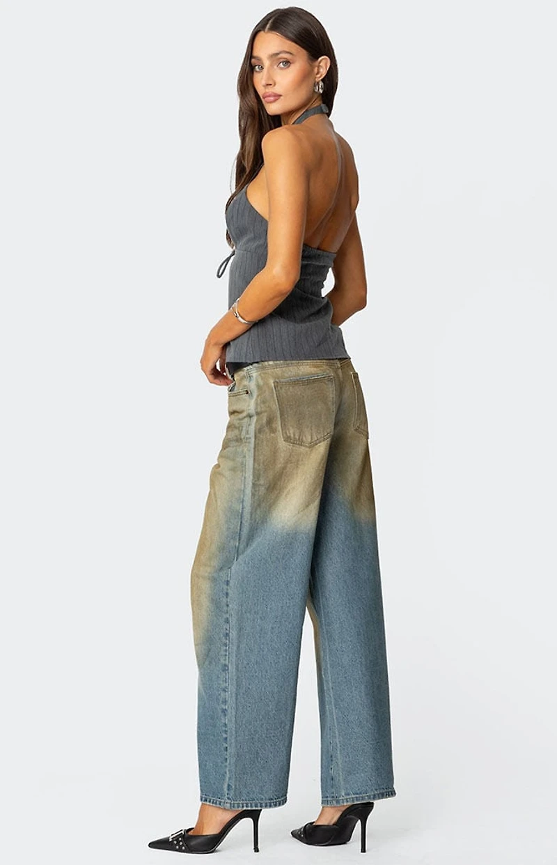 Edikted Split Front Pinstripe Halter Top