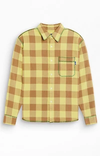 Awake NY Plaid Contrast Stitch Long Sleeve Flannel Shirt