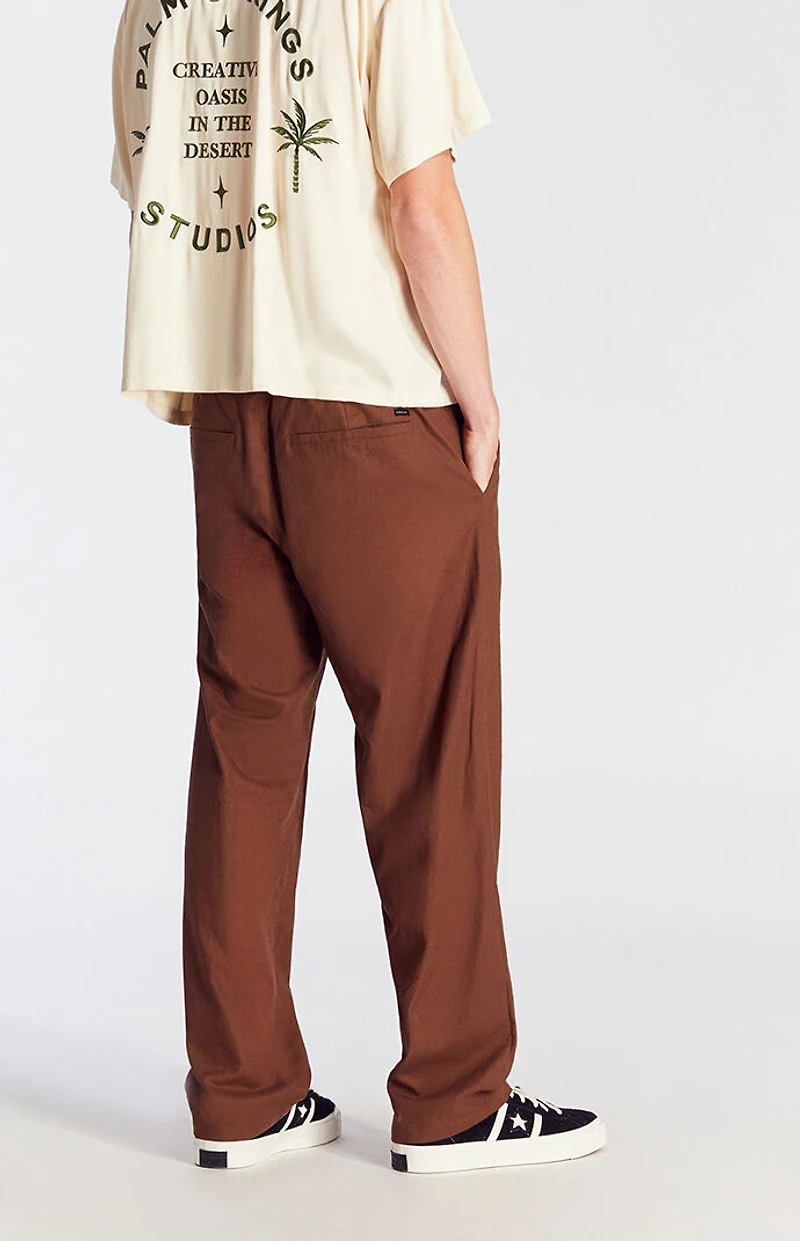 Pacsun Brown Linen Straight Trouser Pants