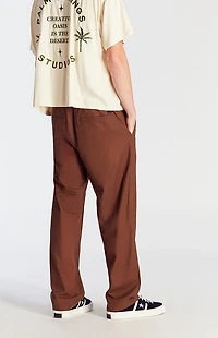 Pacsun Brown Linen Straight Trouser Pants
