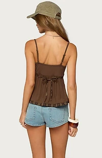 Edikted Lissey Plaid Tie Babydoll Top