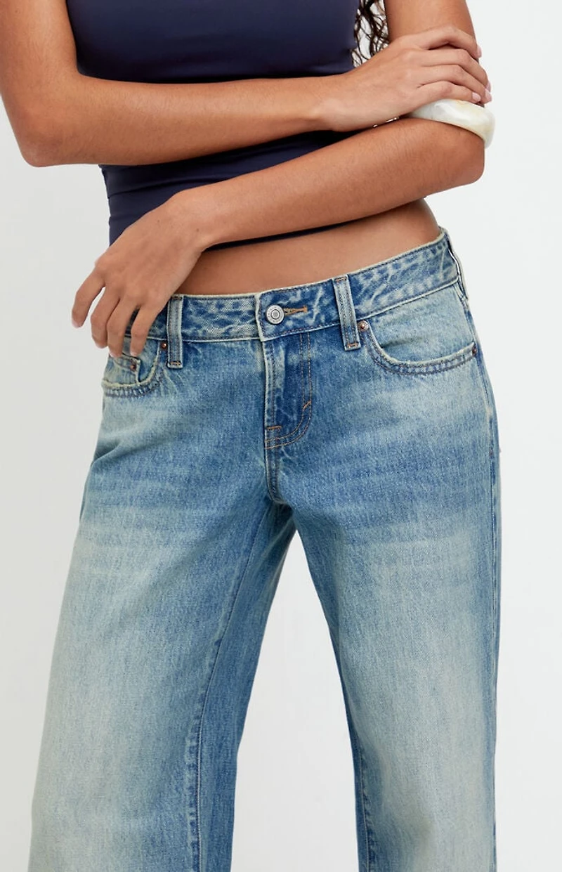 Pacsun Zoe Low Rise Girlfriend Jeans Tinted Medium Blue
