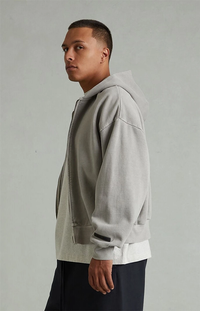 Fear of God ESSENTIALS Smoke Grey Classic Fleece Zip Up Hoodie