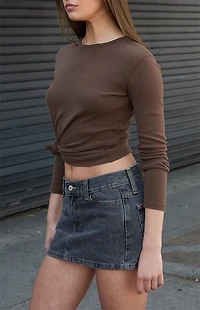 John Galt Gray Malia Denim Mini Skirt