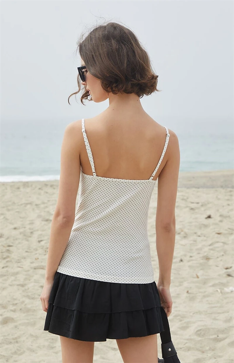 John Galt White & Black Polka Dot Nicolette Tank Top