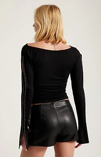 Third Charm Ember Cutout Long Sleeve Top