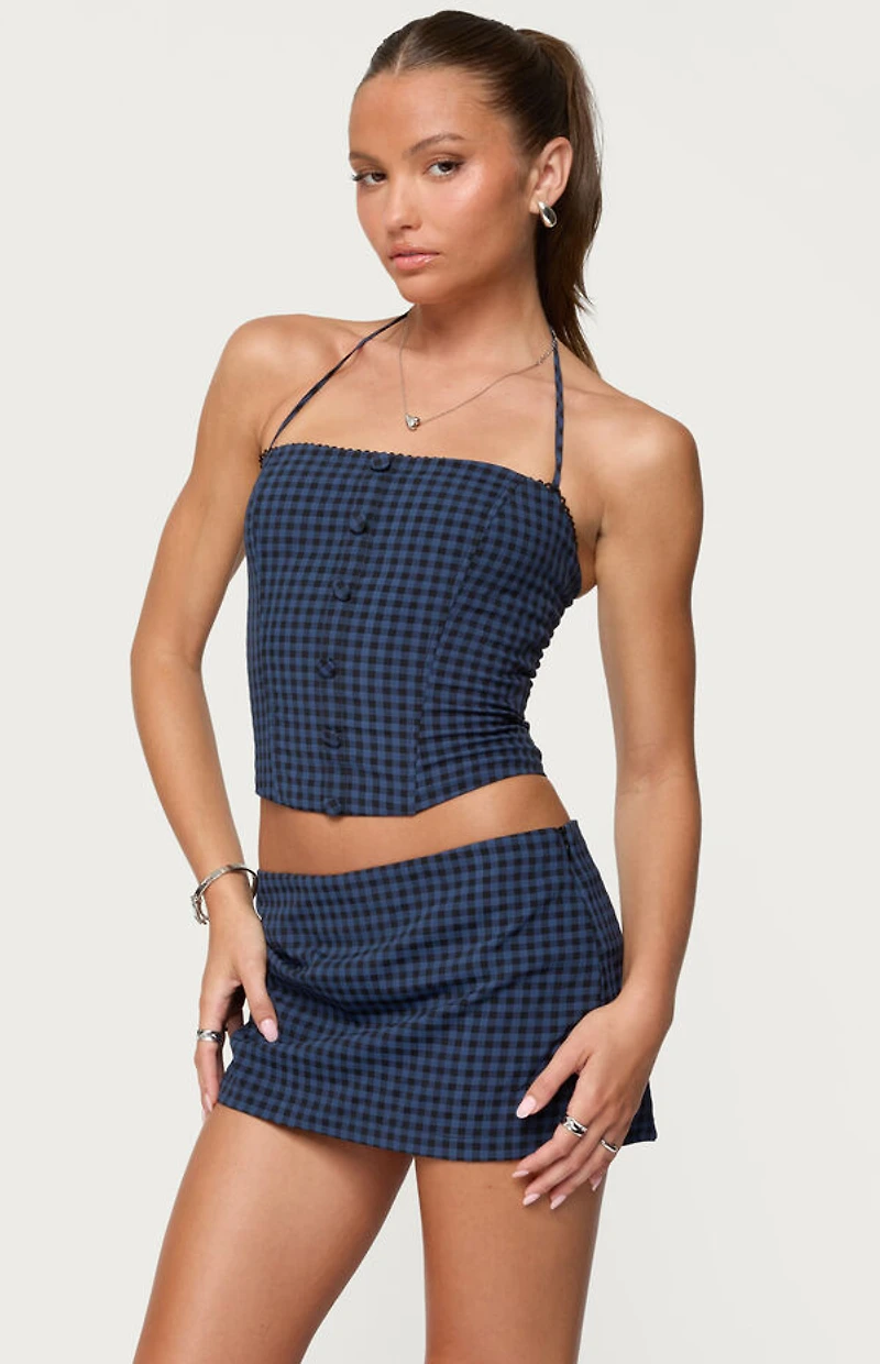 Edikted Winsley Gingham Halter Corset