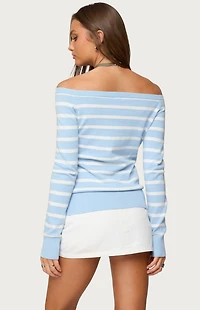 Edikted Lori Striped Off Shoulder Sweater