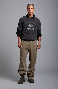 A.R.C. Green Ribbed Baggy Sweatpants