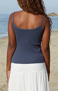 John Galt Navy Skylar Pointelle Tank Top