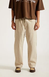 Pacsun Cream Striped Straight Leg Linen Pants