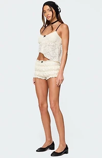 Edikted Este Textured Lace Scrunch Shorts