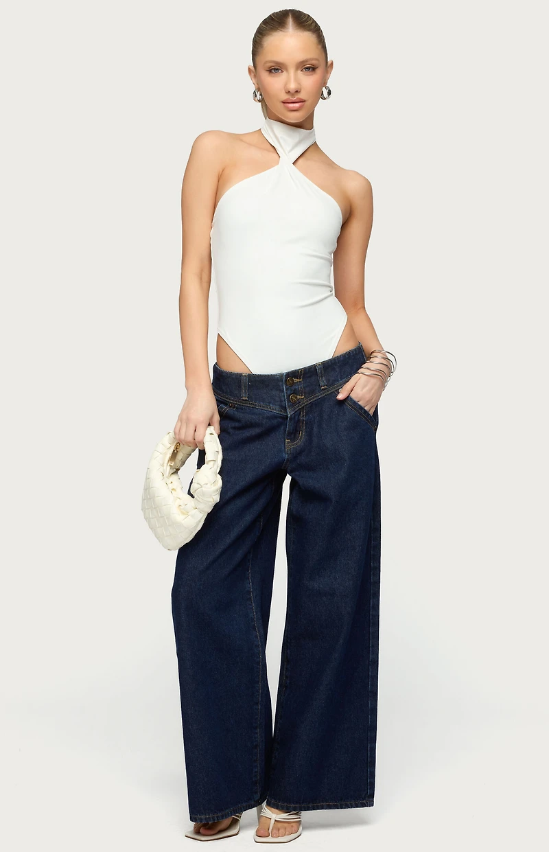 Edikted Petite Meredith Low Rise Wide Leg Jeans