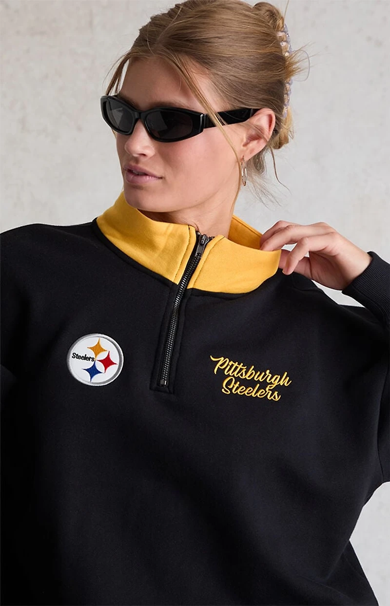 WILD COLLECTIVE x NFL Pittsburgh Steelers Quarter Zip Fleece Sweatshirt