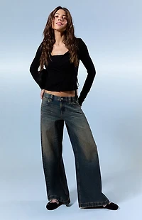 Pacsun Sloane Low Rise Ultra Baggy Jeans Dark Blue Tint