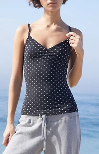 John Galt Black Polka Dot Archie Tank Top