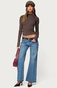 Edikted Binta Mock Neck Long Sleeve Top