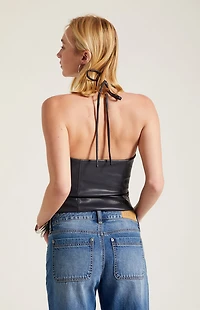 Third Charm Kaye Faux Leather Halter Corset