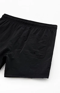 Pacsun Jet Black Collegiate 4.5" Swim Trunks