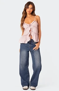 Edikted Juniper Tie Front Ruffled Top