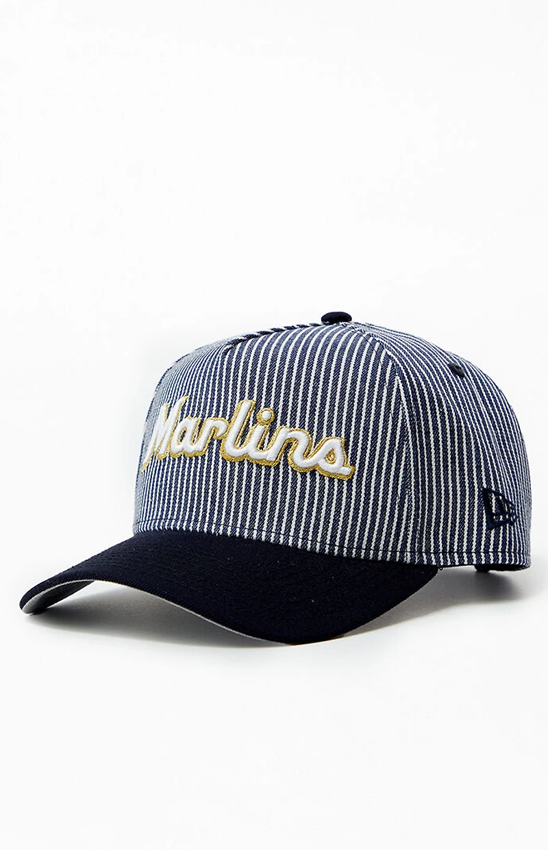 New Era x PS Reserve Miami Marlins Striped Denim 9FORTY Hat
