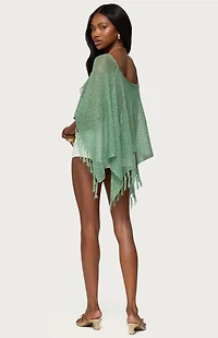 Edikted Sequin Fringe Knit Poncho