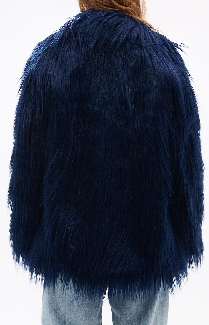 AZALEA WANG Breckenridge Blue Faux Fur Coat