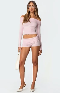 Edikted Jamie Fold Over Knit Shorts