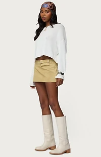 Edikted Roney Stud Faux Suede Mini Skort