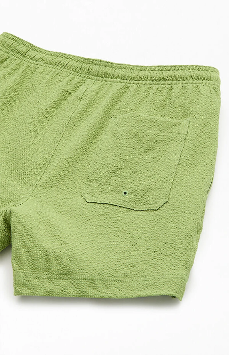 Pacsun Green Sail Seersucker 4.5" Swim Trunks