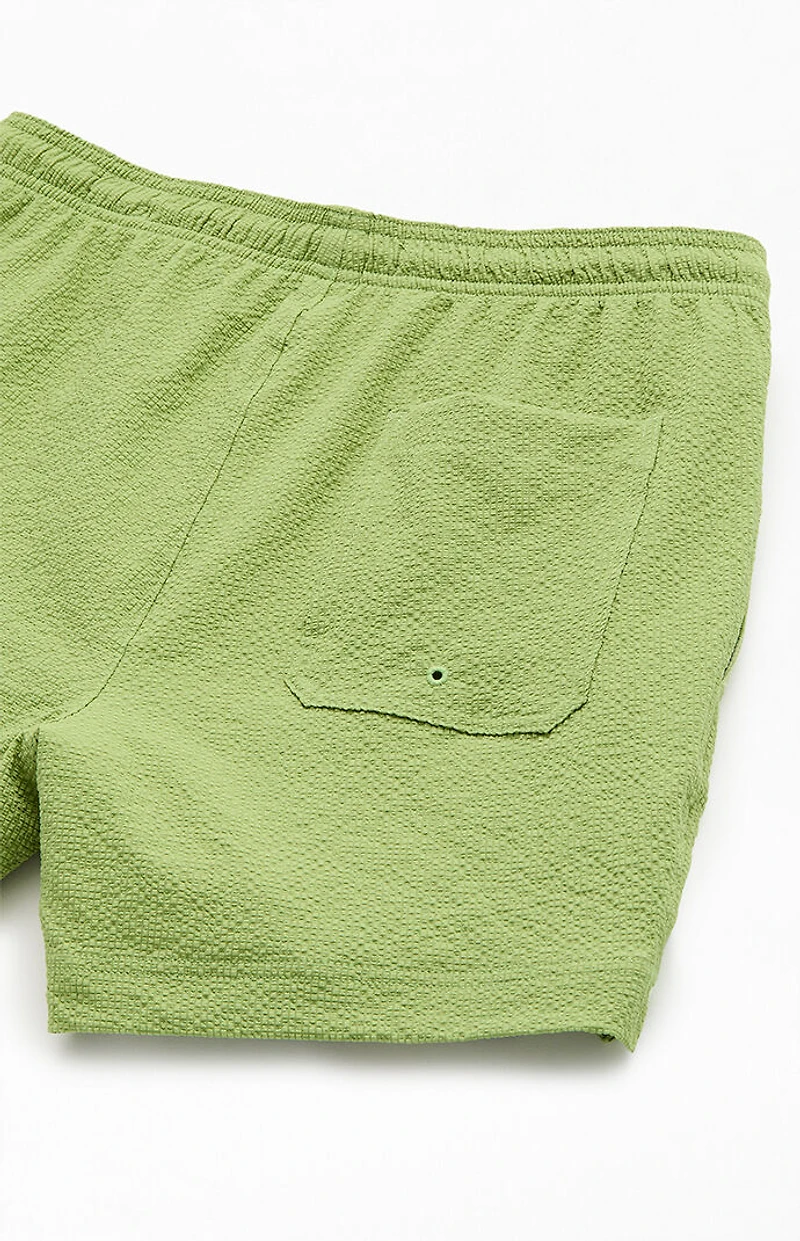 Pacsun Green Sail Seersucker 4.5" Swim Trunks
