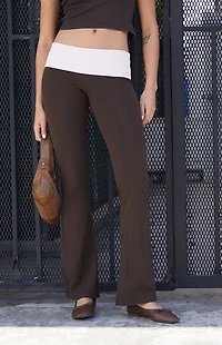 John Galt Brown Contrast Priscilla Flare Pants