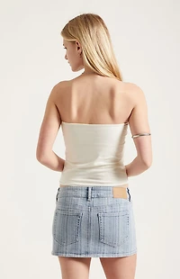 Pacsun Piper Stretch Striped Light Blue Jean Micro Mini Skirt
