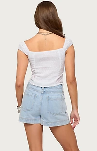 Edikted Laura Off Shoulder Dotted Cotton Top