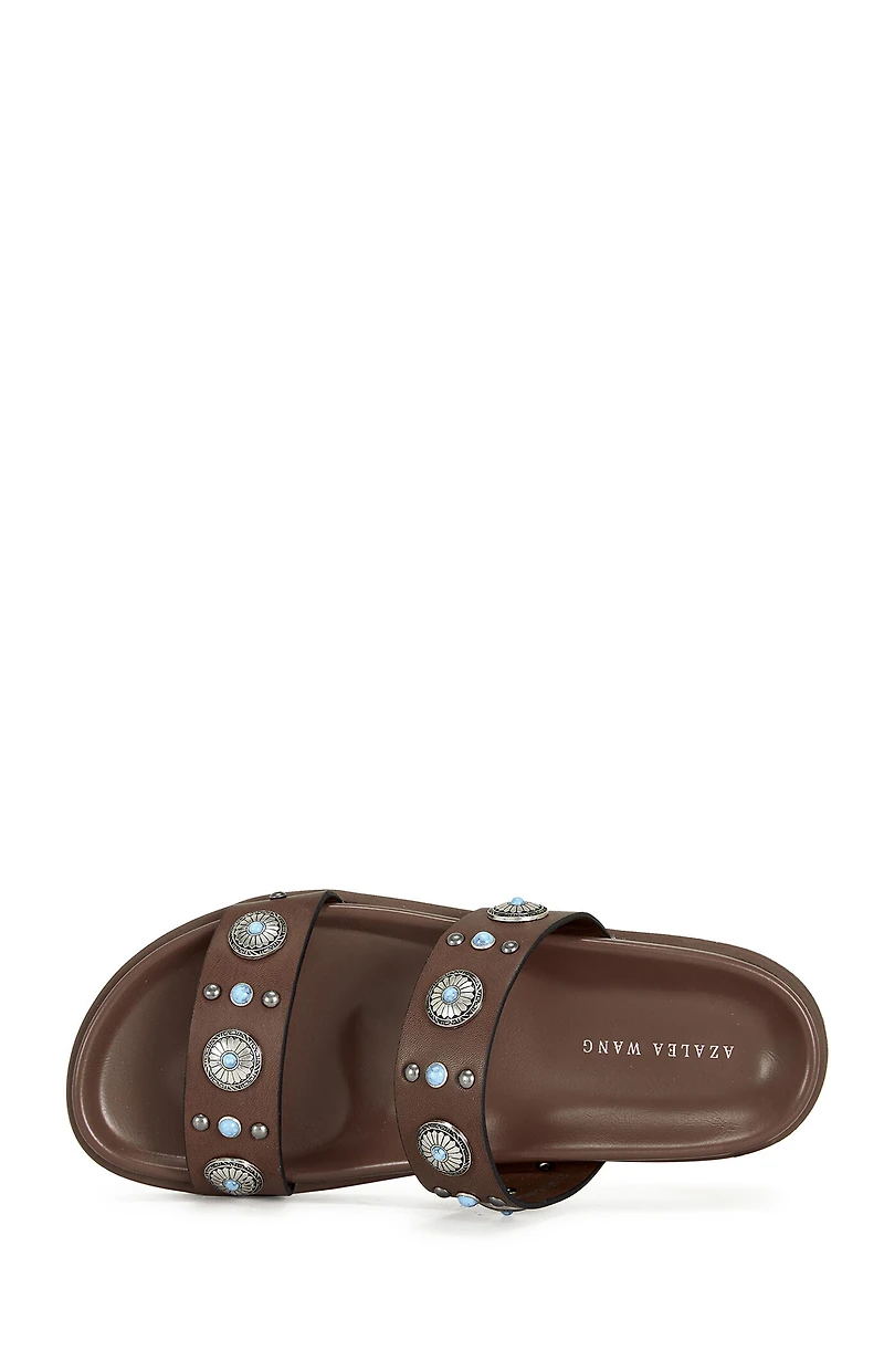 AZALEA WANG Women's Storge Brown Flat Sandals