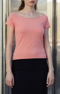 John Galt Orange Bonnie Off-The-Shoulder Short Sleeve Top