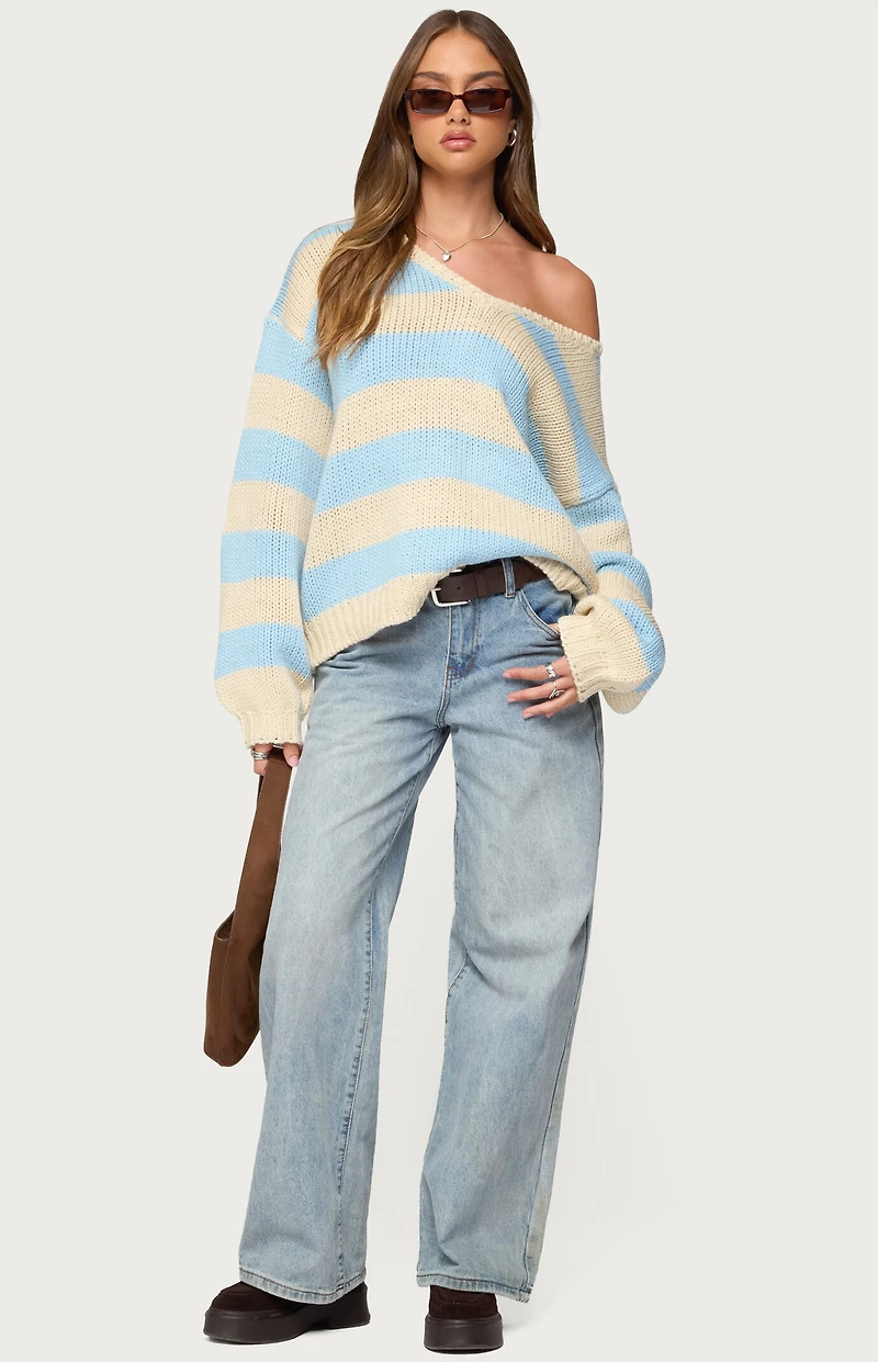 Edikted Tracie Striped Oversized Sweater