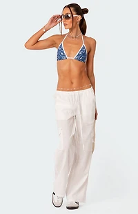 Edikted Lyric Linen Low Rise Cargo Pants