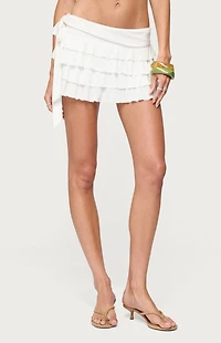 Edikted Sheba Asymmetric Ruffled Mini Skort