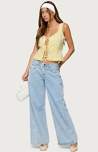 Edikted Floral Split Low Rise Jeans