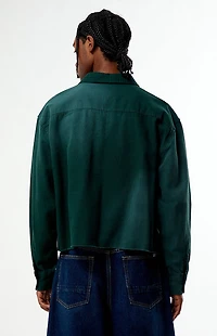 Pacsun Pike Washed Green Cropped Long Sleeve Work Shirt