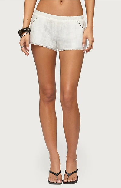 Edikted Kaydee Studded Textured Woven Shorts
