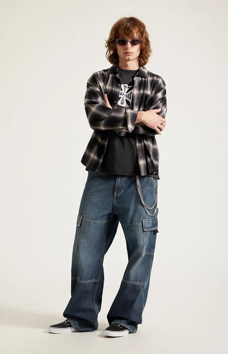 Pacsun Blake Extreme Baggy Jeans Cargo Dark Blue