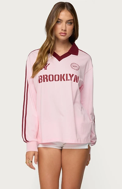 Edikted Brooklyn Contrast Oversized Polo Top