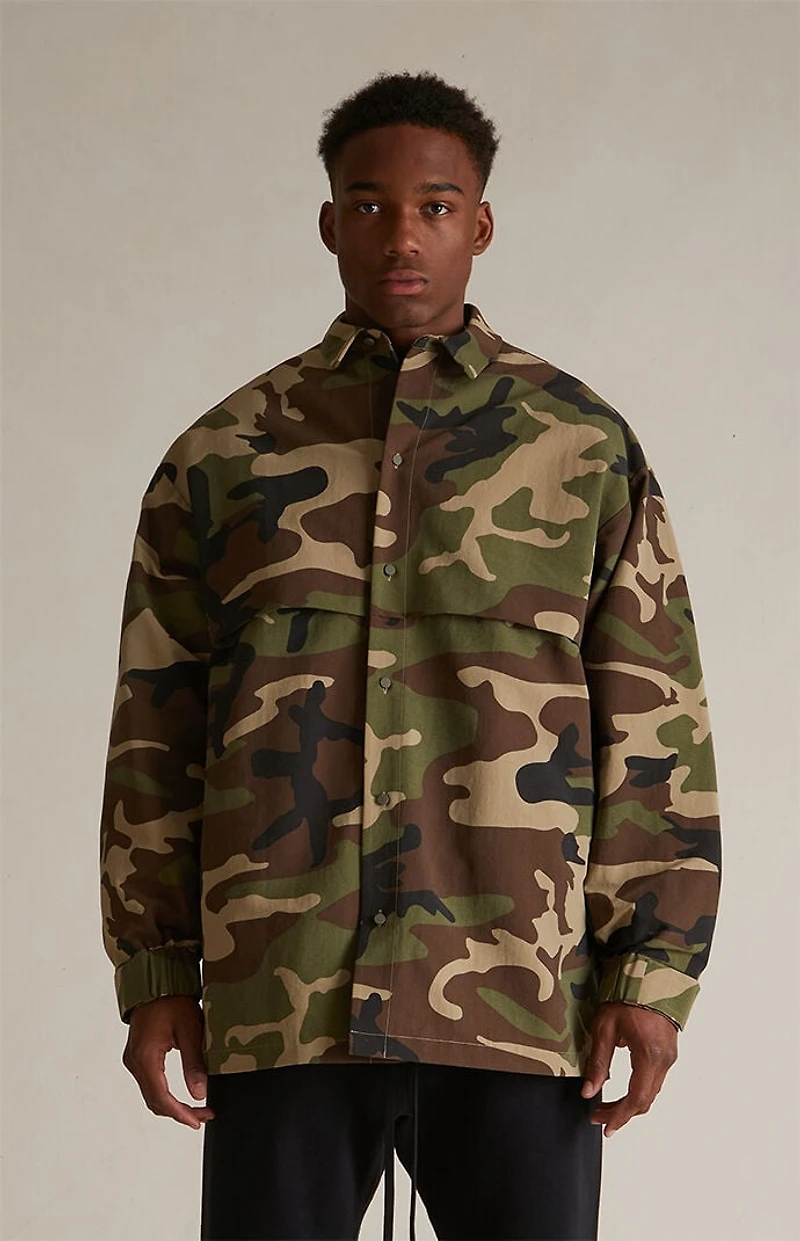 Fear of God ESSENTIALS Woodland Camo Military Nylon Overshirt Jacket