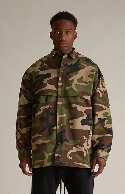 Fear of God ESSENTIALS Woodland Camo Military Nylon Overshirt Jacket