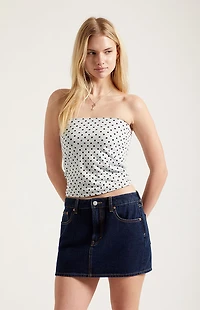 Pacsun Bella Dark Blue Mid Rise Denim Mini Skirt