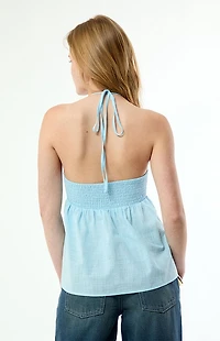 Beverly and Beck Madelyn Linen Halter Babydoll Top
