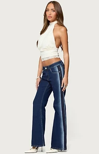 Edikted Airbrushed Low Rise Flared Jeans