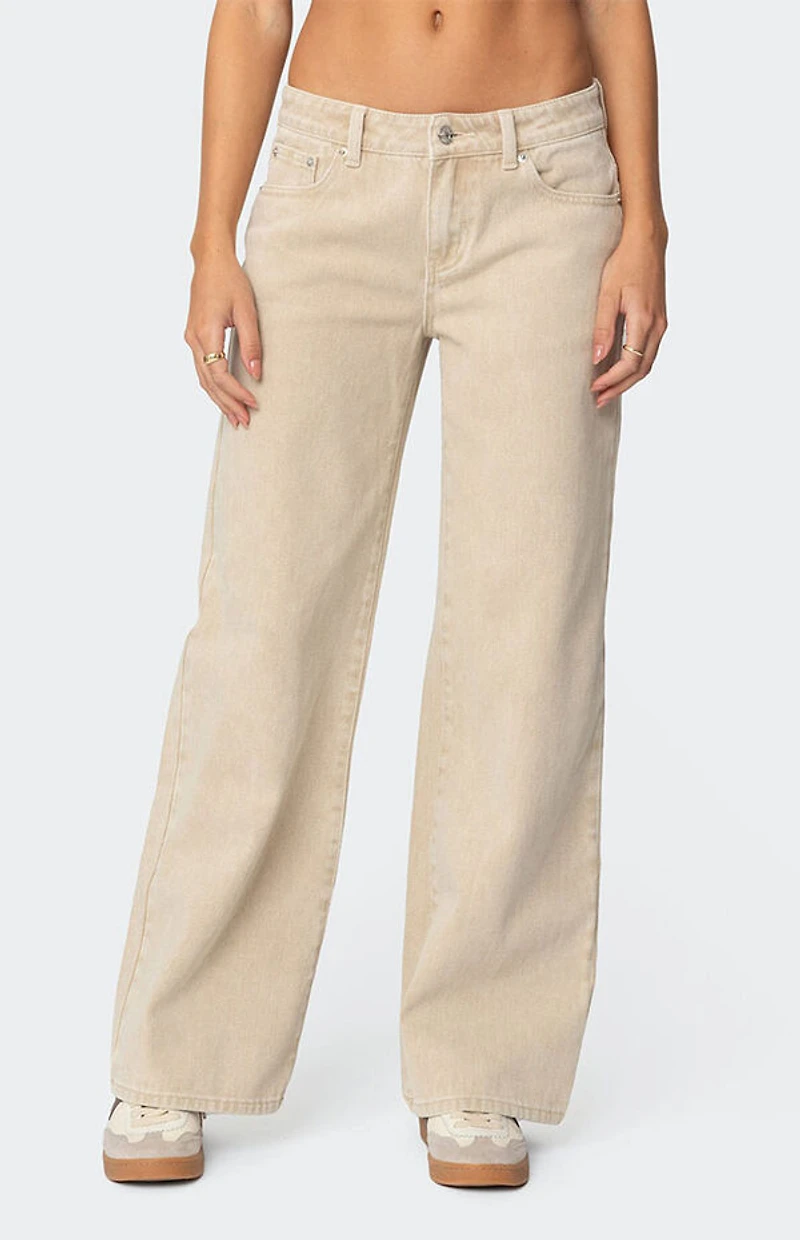 Edikted Leopard Star Low Rise Washed Jeans